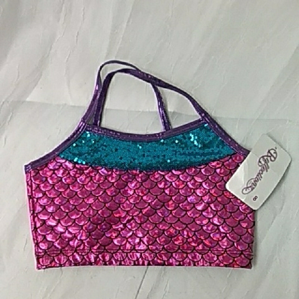 Vibrant Pink and Blue Bikini with Mermaid-Inspired Design